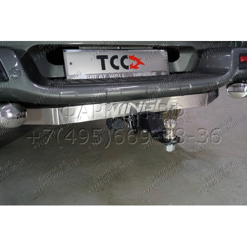 TCU00193 ТСС Распродажа! Фаркоп на Great Wall Wingle 7 4WD 2.0 TD 2020- с накладкой с надписью Wingle без подрезки бампера. Тип шара: E (шаровый узел под американский квадрат). Нагрузки: 2100/100 кг