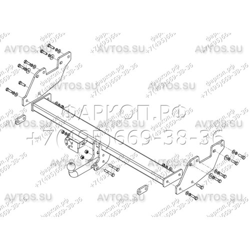 TY 40 AVTOS Фаркоп на Toyota Hilux 2015- без выреза в бампере. Тип шара: A. Нагрузки: 2500/100 кг, масса фаркопа 26,5 кг (без электрики в комплекте)