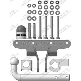 95201-A MOTODOR Фаркоп с оцинкованным шаром на Jeep Wrangler JK 2007-2018, JL 2018- (только американская версия) без выреза в бампере. Тип шара: A. Нагрузки 1900/75 кг, м