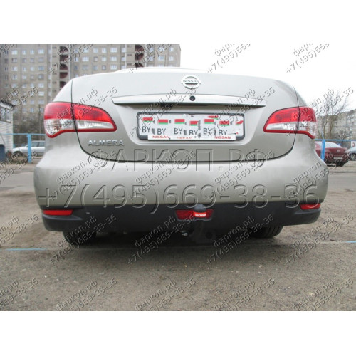 4373-A ORIS Фаркоп на Nissan Almera 2013-2018 без выреза бампера. Тип шара: A. Нагрузки: 1200/75 кг, масса фаркопа 16,9 кг (без электрики в комплекте)