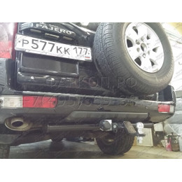 M114-AE Лидер-плюс ТСУ для Mitsubishi Pajero (III-IV) 2000/5-2007, 2007-2020 без снятия и выреза бампера. Тип шара: AE. Нагрузки: 1500/75 кг, масса фаркопа 15,6 кг (без электри