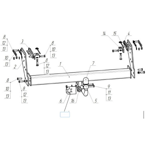 4169-A ORIS Фаркоп на Mitsubishi L200 2007-2014, L200 Triton 2019-2023 без выреза в бампере. Тип шара: A. Нагрузки: 2500/120 кг, масса фаркопа 29,5 кг (без электрики в комплекте)
