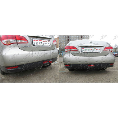 4373-A ORIS Фаркоп на Nissan Almera 2013-2018 без выреза бампера. Тип шара: A. Нагрузки: 1200/75 кг, масса фаркопа 16,9 кг (без электрики в комплекте)