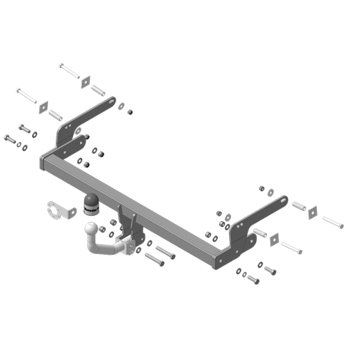 91717-A MOTODOR Фаркоп с оцинкованным шаром на Renault Logan Stepway 2019-2022, Renault Logan 2004-2014, 2014-2022 (без выреза в бампере), Renault Sandero 2014-2022, Renault Sandero Stepway 2014-2022 (необходима подрезка бампера). Тип шара: A. Нагрузки: 1