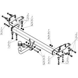 95004-A MOTODOR Фаркоп с оцинкованным шаром на Lexus RX, кроме RX350L 2016-2022 без выреза в бампере. Тип шара: A. Нагрузки: 2000/100 кг, масса фаркопа 21,2 кг (без элек