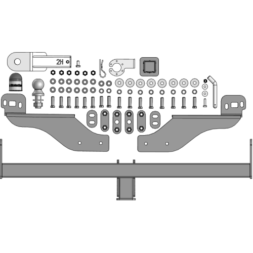 98303-E MOTODOR Фаркоп с оцинкованным шаром на JAC T9 2024-, Sollers ST9 2025- без выреза в бампере. Тип шара: E. Нагрузки: 2500/100 кг, масса фаркопа 23,9 кг (без электрики в комплекте)