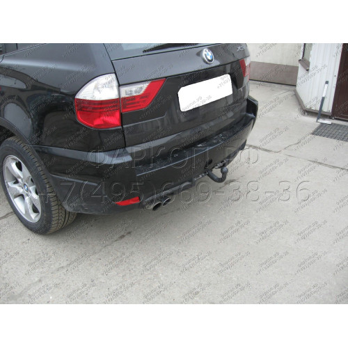 B-058 STEINHOF Фаркоп на BMW X3 E83 2004-2010. Требуется подрезка бампера. Тип шара: AV (вертикальное быстросъемное крепление шара на ключе). Нагрузки: 2000/80 кг, масса фаркопа 16,5 кг (без электрики в комплекте)