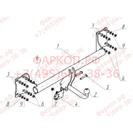 BM 02 AVTOS Фаркоп на BMW X5 E70 2007-2013 без подрезки бампера. Тип шара: A. Нагрузки: 2500/125 кг, масса фаркопа 16,2 кг (без электрики в комплекте)