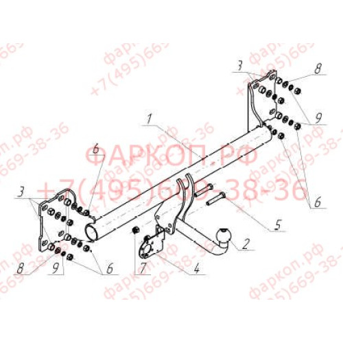 BM 02 AVTOS Фаркоп на BMW X5 E70 2007-2013 без подрезки бампера. Тип шара: A. Нагрузки: 2500/125 кг, масса фаркопа 16,2 кг (без электрики в комплекте)