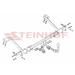 C-016 STEINHOF Фаркоп на Citroen Berlingo II LWB L2 2008-2019, Peugeot Partner II LWB L2 2008-2019 без снятия и подрезки бампера. Тип шара: AH (горизонтальное быстросъемное креплен