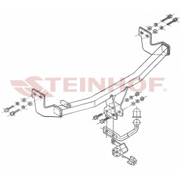 C-025 STEINHOF Фаркоп на Citroen C3 хетчбек 5 дверей, кроме Plurier/X-TR 2002-2009 без подрезки бампера. Тип шара: A. Нагрузки: 1100/50 кг, масса фаркопа 14,7 кг (без элект