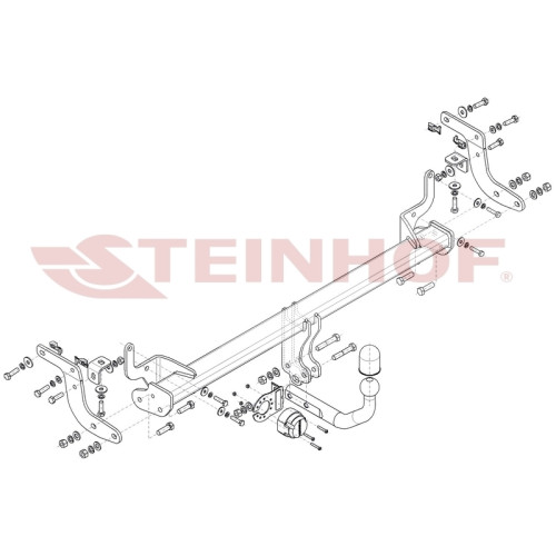 C-061 STEINHOF Фаркоп на Citroen C4 2020-. Невидимый вырез бампера. Тип шара: A. Нагрузки: 1400/90 кг (без электрики в комплекте)