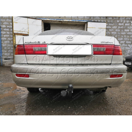 H.T45.A HALTY Фаркоп на Toyota Corona Premio 1996-2001, Toyota Carina T210 1996-2001. Требуется подрезка бампера. Тип шара: A. Нагрузки: 500/50 кг, масса фаркопа 12,9 кг
