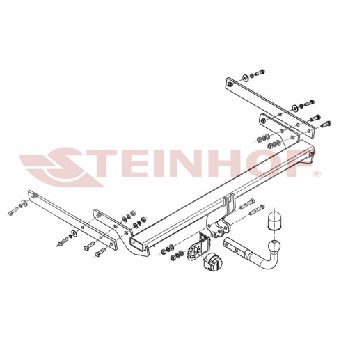 F-255 STEINHOF Фаркоп на Ford Kuga II 2013-2019 (требуется подрезка бампера), Ford Escape (USA) 2013-2020 (без подрезки бампера). Тип шара: A. Нагрузки: 2100/105 кг, масса фаркопа 20,3 кг (без электрики в комплекте)