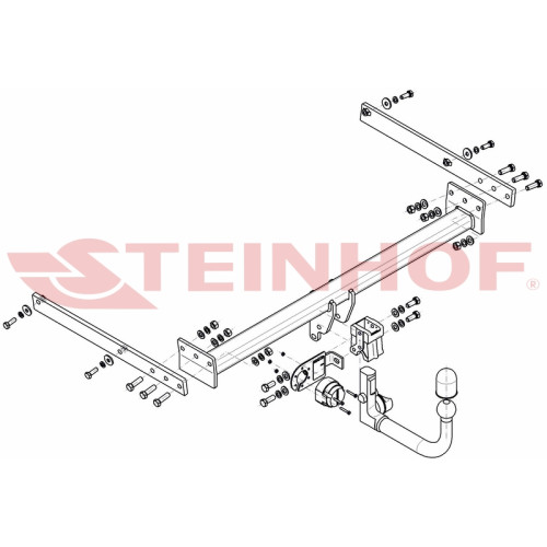 F-276 STEINHOF Фаркоп на Ford Kuga 2WD/4WD 2008-2013 без подрезки бампера. Тип шара: AV (вертикальное быстросъемное крепление шара на ключе). Нагрузки: 2100/105 кг, масса фаркопа 21,5 кг (без электрики в комплекте)