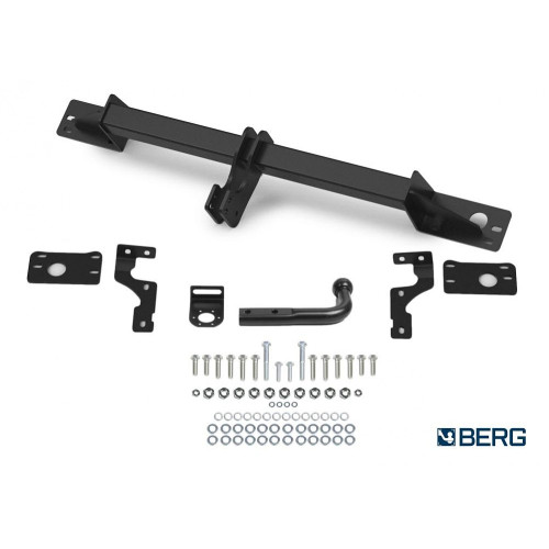 F.2315.001 BERG Фаркоп на Hyundai Santa Fe 2021-2023. Требуется подрезка бампера. Тип шара: A. Нагрузки: 2000/75 кг, масса фаркопа 18 кг (без электрики в комплекте)