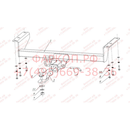FA 0958-E Бизон Фаркоп на Mitsubishi Outlander 2003-2007 без подрезки бампера. Тип шара: E (легкосъемный шар под квадрат). Нагрузки: 2700/120 кг. Не комплектуется электрикой