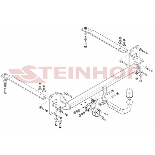 H-044 STEINHOF Фаркоп на Honda Civic хетчбек 5 дверей 2017-2022. Требуется подрезка бампера. Тип шара: A. Нагрузки: 1500/100 кг, масса фаркопа 19,5 кг (без электрики в комплекте)