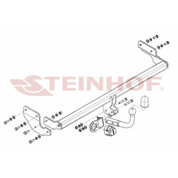 H-208 STEINHOF Фаркоп на Hyundai Accent 2006-2011, кроме сборки ТагАЗ. Требуется подрезка бампера. Тип шара: A. Нагрузки: 1400/60 кг, масса фаркопа 17 кг (без электри
