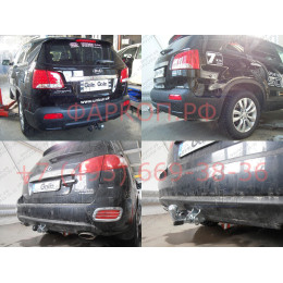 H069A GALIA Полностью оцинкованный фаркоп на Hyundai Santa Fe 2006-2012, Kia Sorento 2009-2012. Тип шара: A. Подрезка бампера. Нагрузки: 2500/100 кг, масса фаркопа 19,02 кг