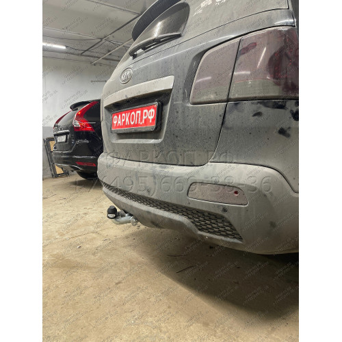 H069A GALIA Полностью оцинкованный фаркоп на Hyundai Santa Fe 2006-2012, Kia Sorento 2009-2012. Тип шара: A. Подрезка бампера. Нагрузки: 2500/100 кг, масса фаркопа 19,02 кг