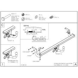 H088A GALIA Полностью оцинкованный фаркоп на Hyundai i30 универсал 2012-2017, Kia Ceed универсал 2012-2018. Подрозетник убирается за бампер. Тип шара: A. Невидимый 
