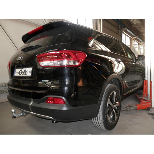 H091C GALIA Полностью оцинкованный фаркоп на Hyundai Santa Fe 2012-2018, 2018-2021, Kia Sorento 2012-2015, 2015-2020. Подрозетник убирается за бампер. Тип шара: C (горизонтальный съемный). Подрезка бампера. Нагрузки: 2600/120 кг, масса фаркопа 18,57 кг