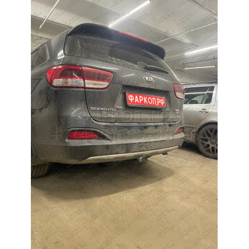 H091C GALIA Полностью оцинкованный фаркоп на Hyundai Santa Fe 2012-2018, 2018-2021, Kia Sorento 2012-2015, 2015-2020. Подрозетник убирается за бампер. Тип шара: C (горизонтальный съемный). Подрезка бампера. Нагрузки: 2600/120 кг, масса фаркопа 18,57 кг