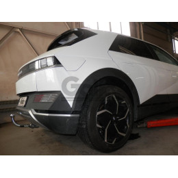 H110C GALIA Полностью оцинкованный фаркоп на Hyundai Ioniq 5 2021-. Тип шара: C (горизонтальный съемный). Невидимый вырез бампера. Нагрузки: 1600/100 кг, масса ф