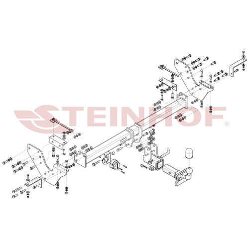 I-033 STEINHOF Фаркоп на Isuzu D-MAX бампер со ступенькой 2012-2021 без подрезки бампера. Тип шара: FE (шаровый узел под американский квадрат с фланцевым шаром). Нагрузки: 3500/245 кг, масса фаркопа 34,2 кг (без электрики в комплекте)