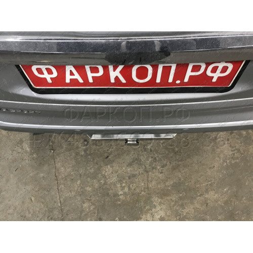 TCU00279 ТСС Фаркоп на Mitsubishi Pajero Sport 2021- с накладкой с надписью Pajero Sport без подрезки бампера. Тип шара: E (шаровый узел под американский квадрат). Нагрузки: 2500/120 кг