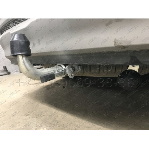 H091C GALIA Полностью оцинкованный фаркоп на Hyundai Santa Fe 2012-2018, 2018-2021, Kia Sorento 2012-2015, 2015-2020. Подрозетник убирается за бампер. Тип шара: C (горизонтальный съемный). Подрезка бампера. Нагрузки: 2600/120 кг, масса фаркопа 18,57 кг