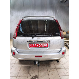 N102-A Лидер-плюс ТСУ для Nissan X-Trail T30 2001-2007. Требуется подрезка бампера. Нагрузки: 1500/75 кг, масса фаркопа 12,58 кг (без электрики в комплекте)