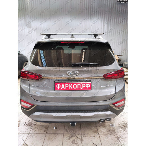 H091C GALIA Полностью оцинкованный фаркоп на Hyundai Santa Fe 2012-2018, 2018-2021, Kia Sorento 2012-2015, 2015-2020. Подрозетник убирается за бампер. Тип шара: C (горизонтальный съемный). Подрезка бампера. Нагрузки: 2600/120 кг, масса фаркопа 18,57 кг