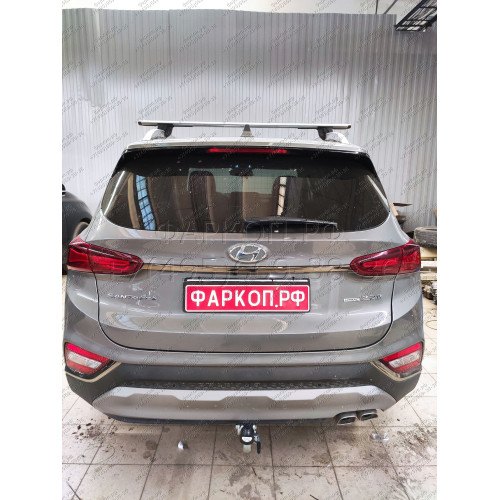 H091C GALIA Полностью оцинкованный фаркоп на Hyundai Santa Fe 2012-2018, 2018-2021, Kia Sorento 2012-2015, 2015-2020. Подрозетник убирается за бампер. Тип шара: C (горизонтальный съемный). Подрезка бампера. Нагрузки: 2600/120 кг, масса фаркопа 18,57 кг