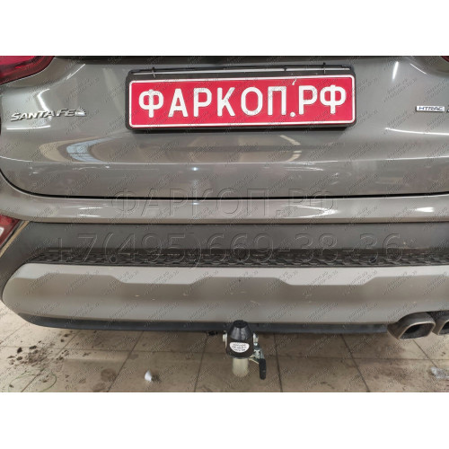 H091C GALIA Полностью оцинкованный фаркоп на Hyundai Santa Fe 2012-2018, 2018-2021, Kia Sorento 2012-2015, 2015-2020. Подрозетник убирается за бампер. Тип шара: C (горизонтальный съемный). Подрезка бампера. Нагрузки: 2600/120 кг, масса фаркопа 18,57 кг