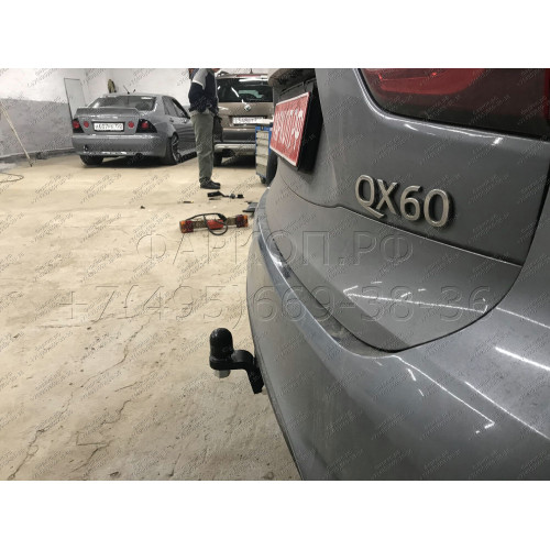 4381-E ORIS Фаркоп на Nissan Pathfinder R52 2014-2021, Infiniti QX60 2014-2021, Infiniti JX35 2013-2014. Необходима подрезка бампера. Тип шара: E. Нагрузки: 1800/100 кг, масса фаркопа 26 кг (без электрики в комплекте)