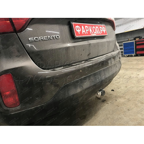 H091C GALIA Полностью оцинкованный фаркоп на Hyundai Santa Fe 2012-2018, 2018-2021, Kia Sorento 2012-2015, 2015-2020. Подрозетник убирается за бампер. Тип шара: C (горизонтальный съемный). Подрезка бампера. Нагрузки: 2600/120 кг, масса фаркопа 18,57 кг