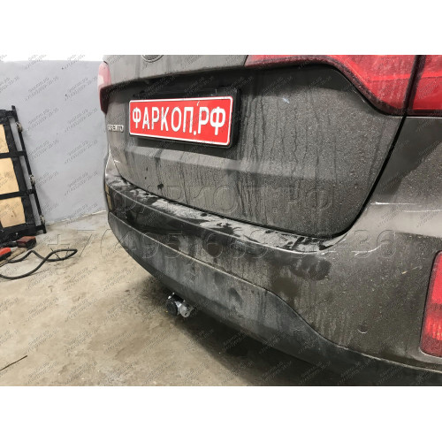 H091C GALIA Полностью оцинкованный фаркоп на Hyundai Santa Fe 2012-2018, 2018-2021, Kia Sorento 2012-2015, 2015-2020. Подрозетник убирается за бампер. Тип шара: C (горизонтальный съемный). Подрезка бампера. Нагрузки: 2600/120 кг, масса фаркопа 18,57 кг