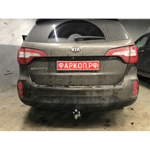 H091C GALIA Полностью оцинкованный фаркоп на Hyundai Santa Fe 2012-2018, 2018-2021, Kia Sorento 2012-2015, 2015-2020. Подрозетник убирается за бампер. Тип шара: C (горизонтальный съемный). Подрезка бампера. Нагрузки: 2600/120 кг, масса фаркопа 18,57 кг