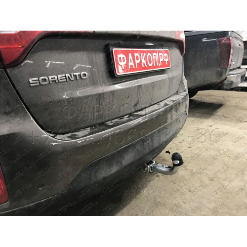 H091C GALIA Полностью оцинкованный фаркоп на Hyundai Santa Fe 2012-2018, 2018-2021, Kia Sorento 2012-2015, 2015-2020. Подрозетник убирается за бампер. Тип шара: C (горизонтальный съемный). Подрезка бампера. Нагрузки: 2600/120 кг, масса фаркопа 18,57 кг