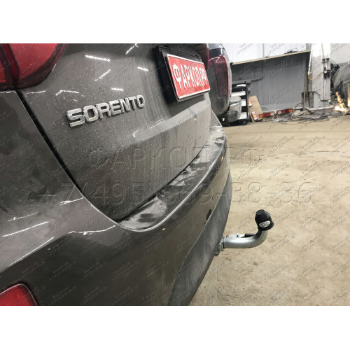 H091C GALIA Полностью оцинкованный фаркоп на Hyundai Santa Fe 2012-2018, 2018-2021, Kia Sorento 2012-2015, 2015-2020. Подрозетник убирается за бампер. Тип шара: C (горизонтальный съемный). Подрезка бампера. Нагрузки: 2600/120 кг, масса фаркопа 18,57 кг