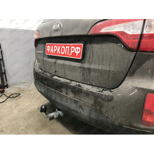 H091C GALIA Полностью оцинкованный фаркоп на Hyundai Santa Fe 2012-2018, 2018-2021, Kia Sorento 2012-2015, 2015-2020. Подрозетник убирается за бампер. Тип шара: C (горизонтальный съемный). Подрезка бампера. Нагрузки: 2600/120 кг, масса фаркопа 18,57 кг