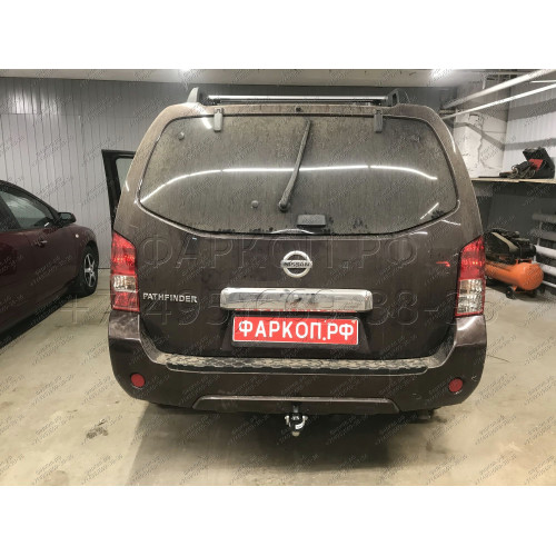 N041A GALIA Полностью оцинкованный фаркоп на Nissan Pathfinder R51 2004-2014. Подрозетник убирается за бампер. Тип шара: A. Невидимый вырез бампера. Нагрузки: 3000/120 кг, масса фаркопа 7,12 кг