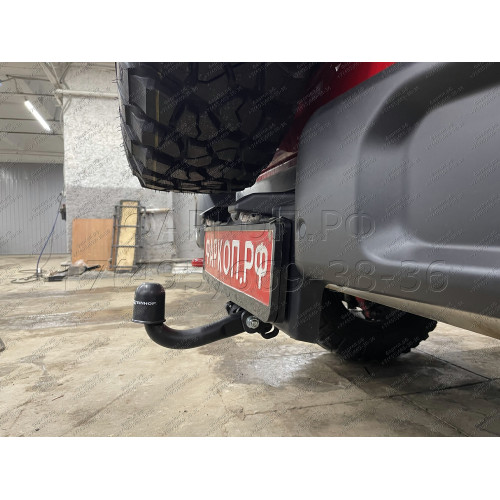 J-077 STEINHOF Фаркоп на Jeep Wrangler JL (кроме AdBlue) 2018- без снятия и подрезки бампера. Тип шара: A. Нагрузки: 3500/160 кг, масса фаркопа 8,9 кг (без электрики в комплекте)