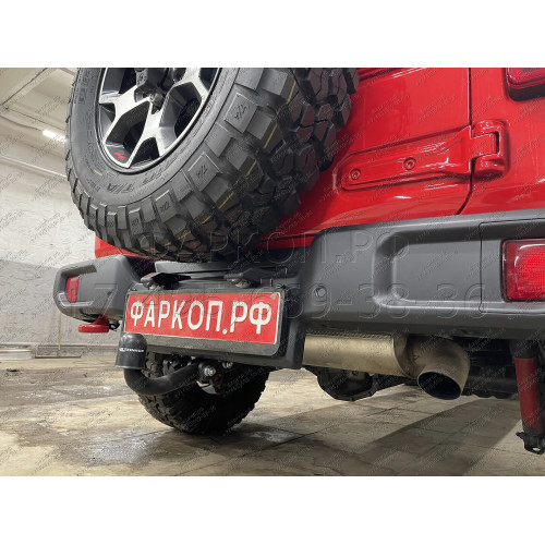 J-077 STEINHOF Фаркоп на Jeep Wrangler JL (кроме AdBlue) 2018- без снятия и подрезки бампера. Тип шара: A. Нагрузки: 3500/160 кг, масса фаркопа 8,9 кг (без электрики в комплекте)
