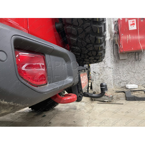 J-077 STEINHOF Фаркоп на Jeep Wrangler JL (кроме AdBlue) 2018- без снятия и подрезки бампера. Тип шара: A. Нагрузки: 3500/160 кг, масса фаркопа 8,9 кг (без электрики в комплекте)