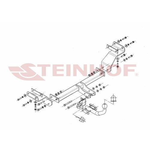 K-003 STEINHOF Фаркоп на Kia Ceed SW универсал 2007-2013 без снятия и подрезки бампера. Тип шара: A. Нагрузки: 1600/75 кг, масса фаркопа 16,3 кг (без электрики в комплекте)