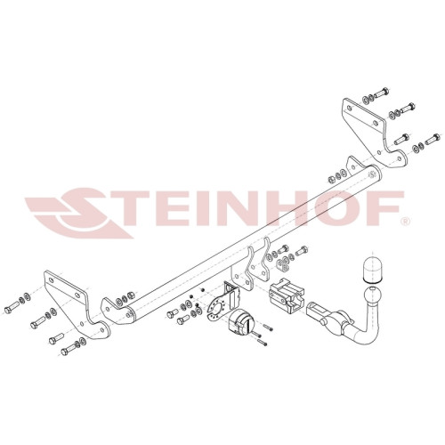K-082 STEINHOF Фаркоп на Kia Rio II седан 2005-2009 без снятия и подрезки бампера. Тип шара: AH (горизонтальное быстросъемное крепление шара на ключе). Нагрузки: 1100/70 кг, масса фаркопа 11,1 кг (без электрики в комплекте)