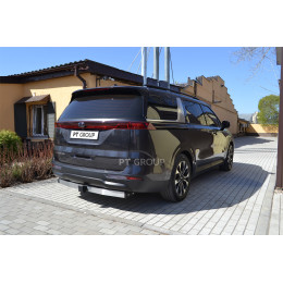 KCA-20-991124.00 PT GROUP Фаркоп с нержавеющей накладкой на Kia Carnival 2020- без подрезки бампера. Тип шара: E (легкосъемный шар под квадрат). Нагрузки: 2100/100 кг